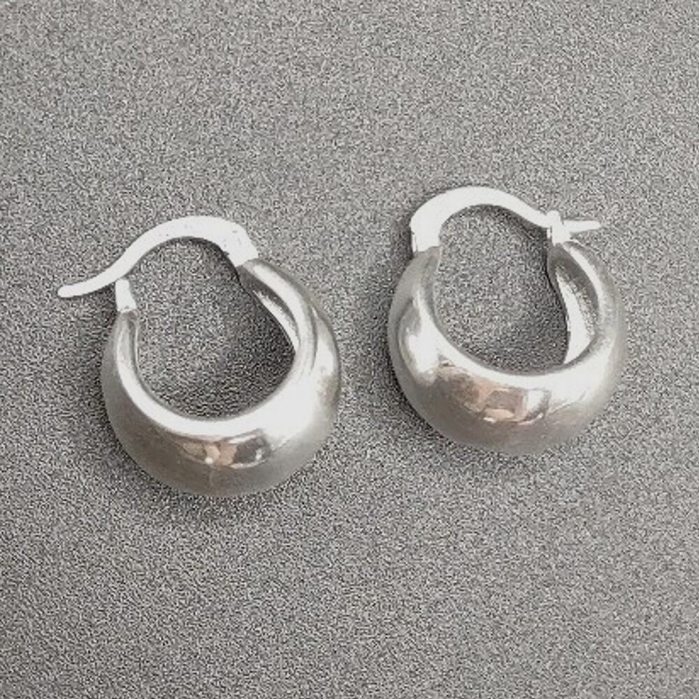 925 Sterling Silver Hoop Earrings Bohemian Reflective Style Woman's Birthday NEW
